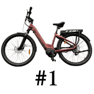 A comfortable, easy-riding, red e-bike featuring pedal assist.