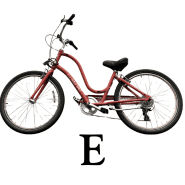 A lightweight, peach coloured bike.