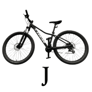 A dark grey mountain bike.