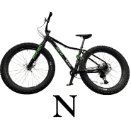 A rugged terrain bike with oversized tires.